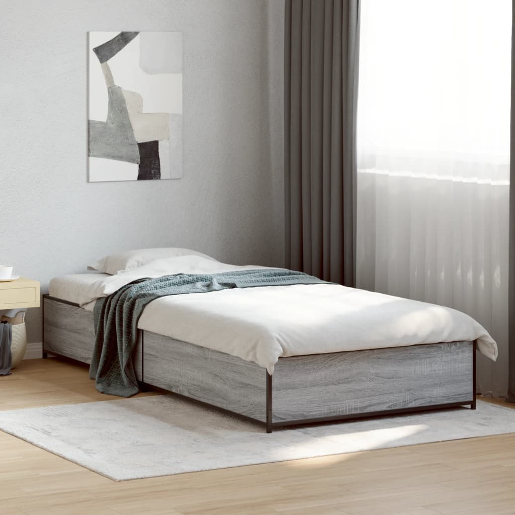 Bed Frame without Mattress Grey Sonoma 75x190 cm Small Single